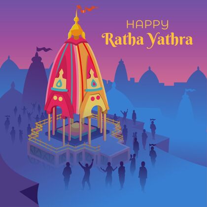 印度教详细的rathyatra庆典插图庆祝节日印度