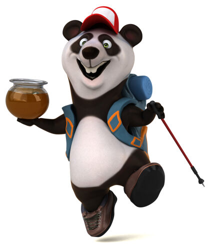 远足有趣的三维熊猫背包卡通人物活动冒险蜂蜜