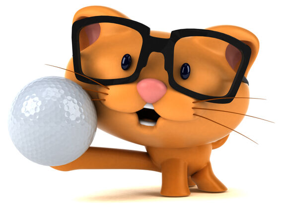 运动有趣的猫三维插图猫猫球
