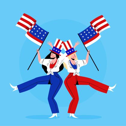 独立日七月四日-独立日插画美国手绘爱国