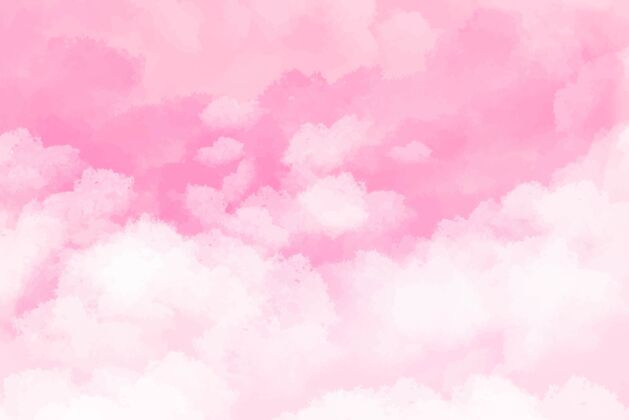 纸张手绘水彩画背景粉红色与天空和云彩形状垃圾背景墨水
