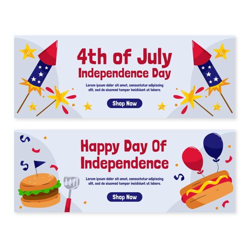 横幅手绘7月4日独立日横幅集庆祝美国爱国