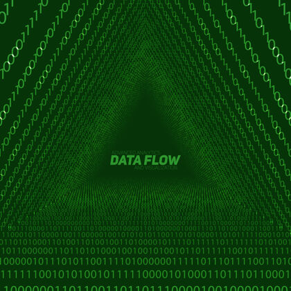 线路数据流可视化背景绿色大数据流三角隧道软件二进制发光