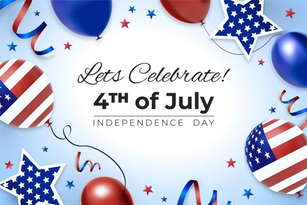 7月4日七月四日独立日气球背景独立宣言渐变背景庆典