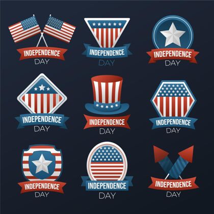 节日七月四日-独立日标签系列美国徽章标签收集