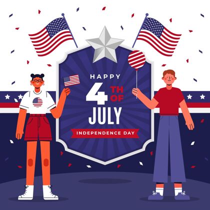 节日七月四日-独立日插画美国7月4日快乐庆祝