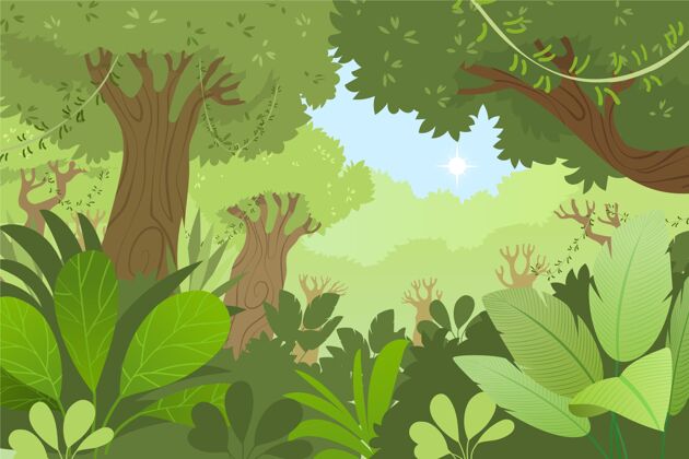蔬菜卡通丛林背景树叶树叶森林