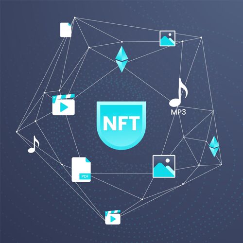 未来梯度图解nft概念交换交易加密货币