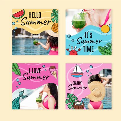 收藏手绘夏季instagram帖子集附照片套装夏季InstagramInstagram发布