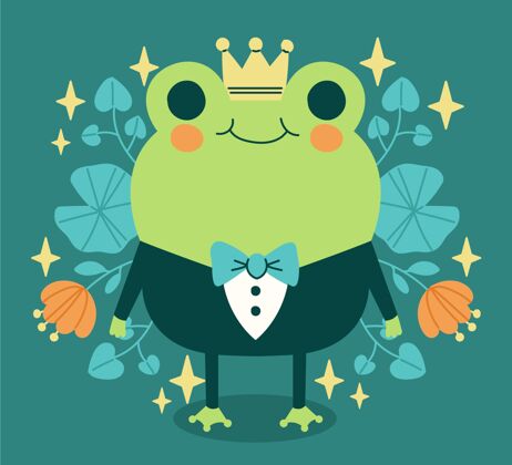 绿色大眼扁蛙插图野生可爱平面设计