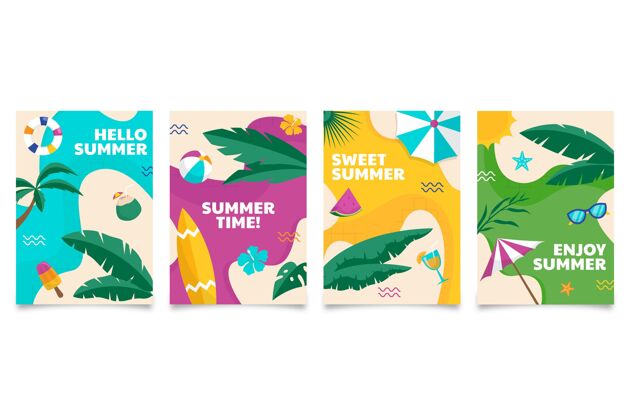 贺卡有机平面夏季卡片系列套装收集卡片模板
