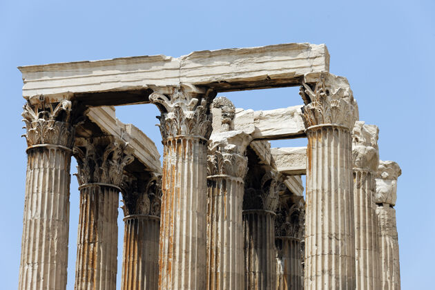 圆柱希腊神庙成了废墟建筑神龛古董