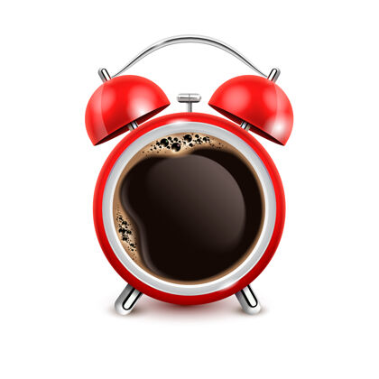 咖啡复古红色闹钟 中间有黑咖啡红色时钟中间