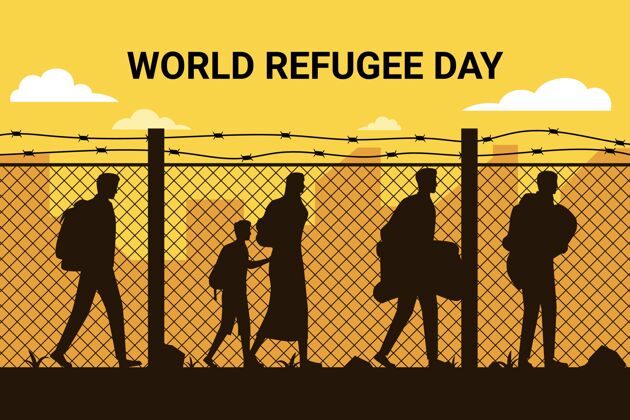 难民有机平面世界难民日插画平面设计活动冲突