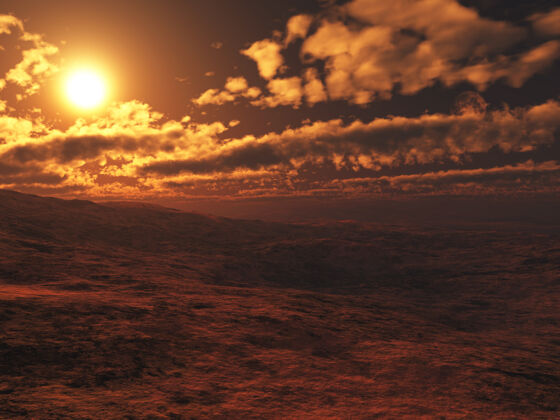 行星超现实火星风格景观背景的3d渲染风景超现实星云