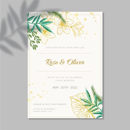 婚礼花卉结婚卡模板设计保存日期准备打印婚礼设计