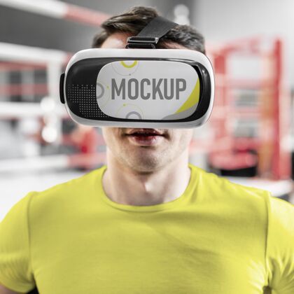 训练在拳击训练中使用虚拟现实护目镜的人生活方式运动员男性