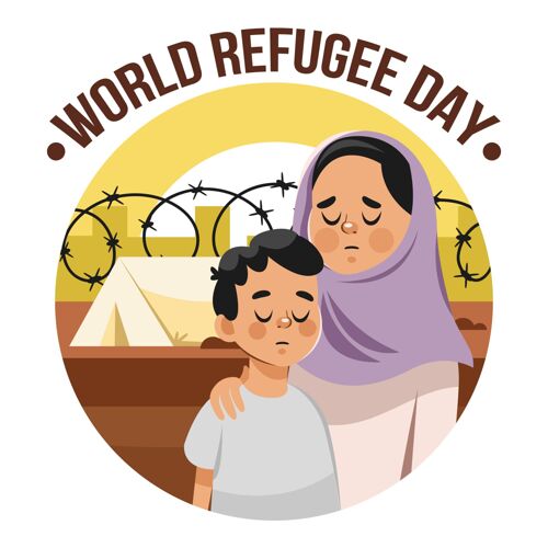暴力卡通世界难民日插画事件难民日难民