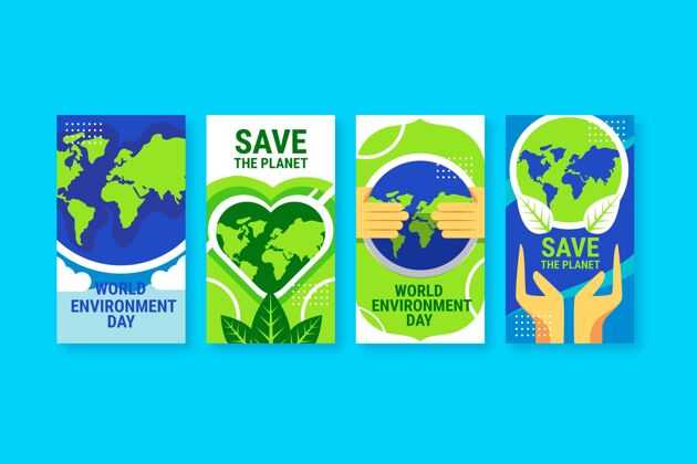 全球平面世界环境日instagram故事集国际分类社交媒体模板