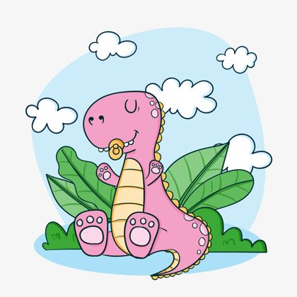 史前手绘恐龙宝宝插图幼年侏罗纪恐龙宝宝