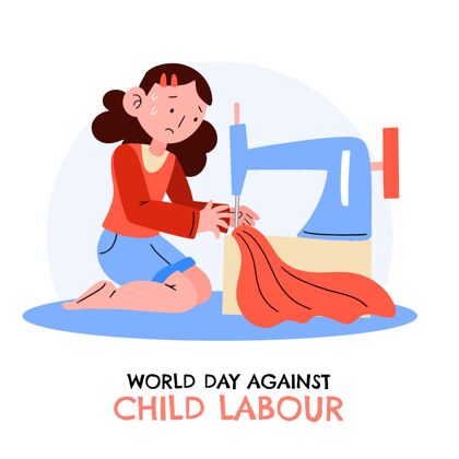 活动手绘世界反对童工日插图预防行动主义6月12日