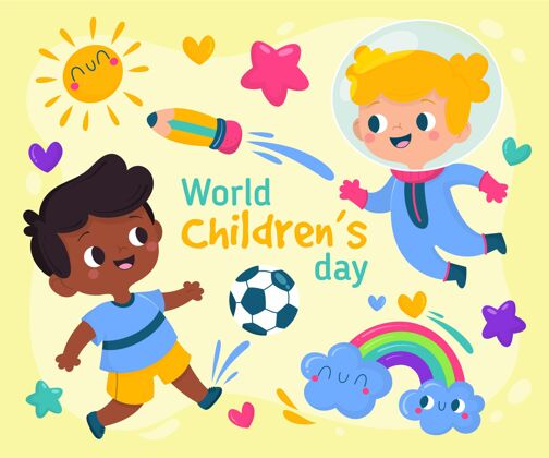 全球手绘世界儿童节插画国际儿童节活动