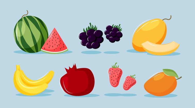 分类手绘水果系列营养食品水果收集