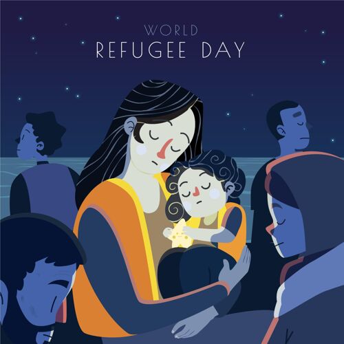 世界难民日卡通世界难民日插画暴力全球迫害