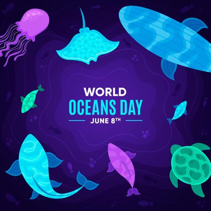 海洋日手绘世界海洋日插图世界海洋日环境全球