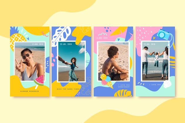 夏季手绘夏季instagram故事集与照片分类收藏夏季Instagram