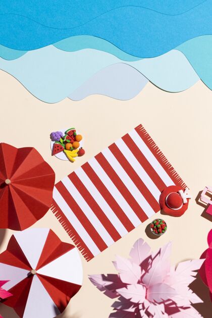 纸张风格不同材质的夏日沙滩布置图Diy大海分类