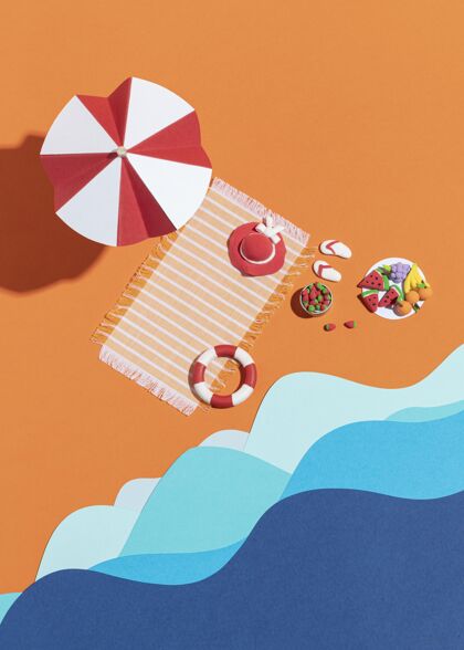 沙滩不同材质的夏日沙滩布置安排欢乐夏天