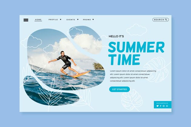 网站平面夏季登陆页模板与照片登陆页模板平面设计平面