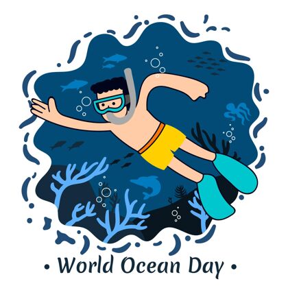 生态系统有机平面世界海洋日插画国际海洋环境