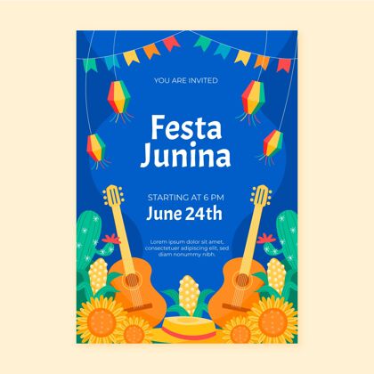 junina节传单手绘festajunina垂直海报模板junina节传单准备印刷
