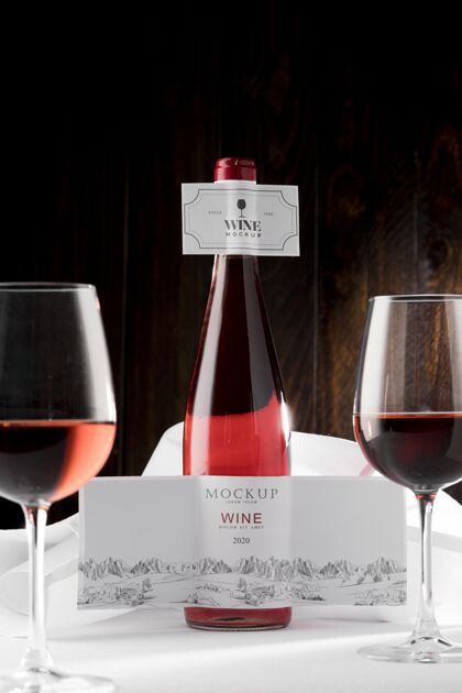 葡萄酒酒瓶标签和玻璃模型标签模型标签模型
