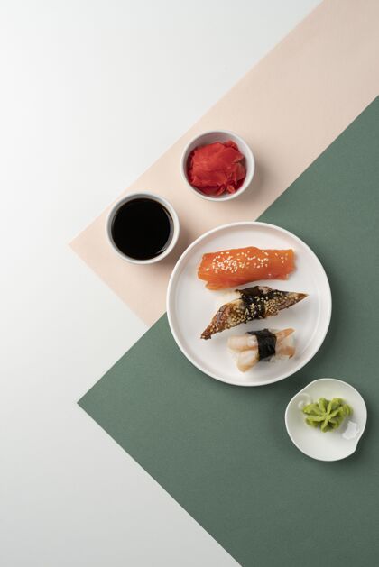 营养俯瞰各种寿司美食食物厨房美味