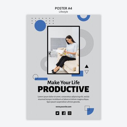 生产力生产力概念海报模板抽象几何女人