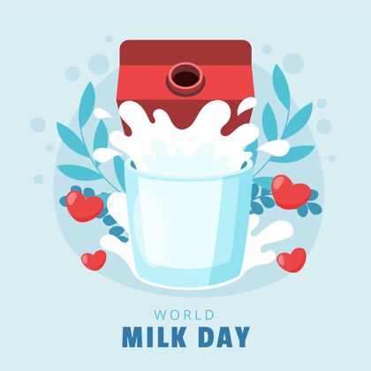 平面设计平面世界牛奶日插画活动营养庆典