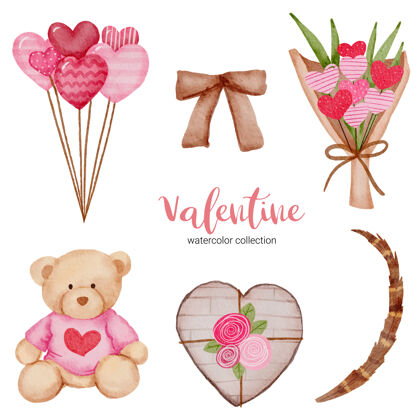 浪漫情人节定元素心 气球；泰迪 丝带和更多礼品蛋糕泰迪