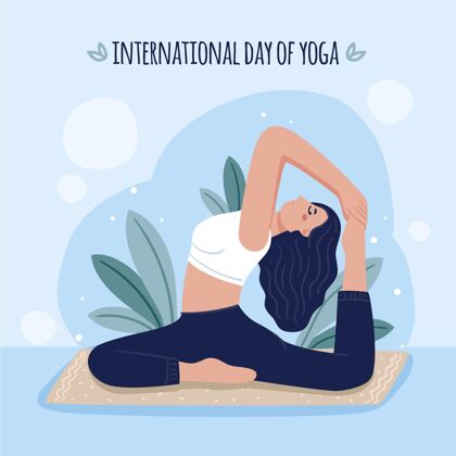 放松手绘国际瑜伽日插图冥想运动禅宗