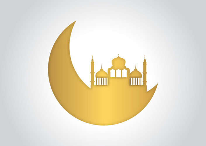 背景金色和白色装饰性阿拉伯背景新月宗教阿拉伯语