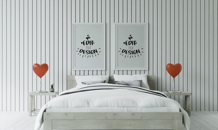 卧室海报框架模型室内卧室框架情人节房间