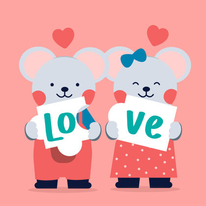 庆祝一对浪漫的情侣用爱的文字表达老鼠的爱爱情爱关心