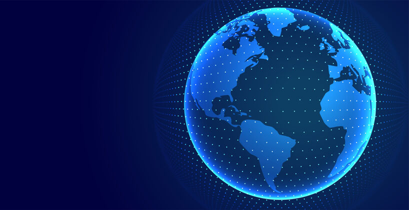 世界技术地球数字全球背景全球网格网络