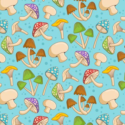 真菌手绘蘑菇图案图案图案装饰图案
