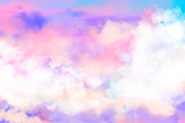 田园诗手绘水彩粉彩天空背景壁纸渐变背景