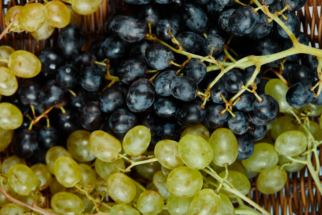 多汁篮子里一簇混合的葡萄 特写高质量的照片优雅正面视图农业