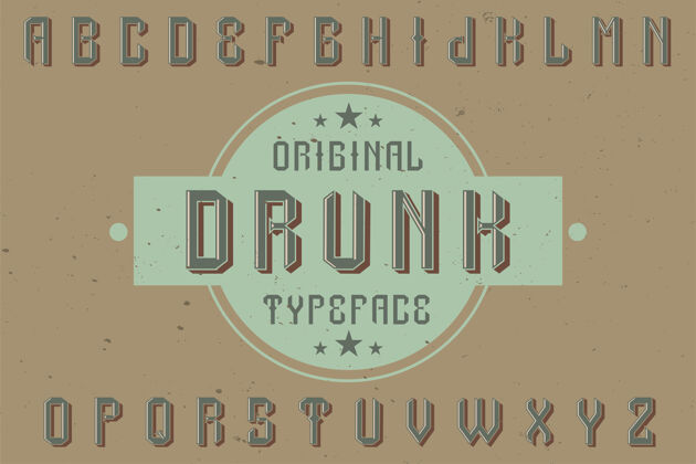 标签原来的标签字体命名为“醉酒”很好地使用在任何标签设计年龄字母手工