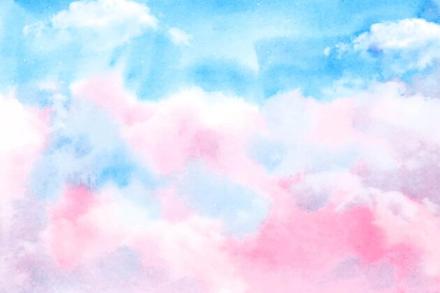 水彩背景手绘水彩粉彩天空背景粉彩背景手绘天空背景